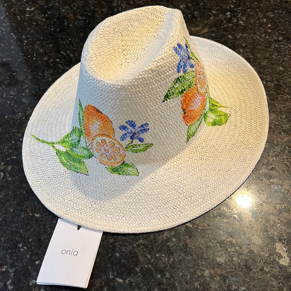 NWT- ONIA hand painted Rosa Panama Orange hat. Perfect in every way !🍊